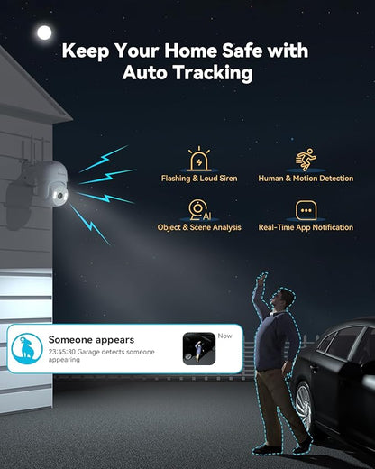 blurams 2K Security Camera Outdoor, 360° PTZ Outside Cameras for Home Security, Color Night Vision, Motion Tracking, Two-Way Audio, IP66, 2.4GHz Camera with 64GB SD Card, Compatible with Alexa
