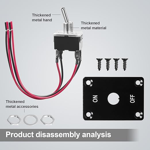 Button Switch Rocker Switch Toggle Switch Four Pin Two Position ON/Off Prewired Power Transfer Switch with Mounting Plate,Waterproof Cap.