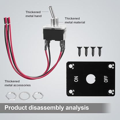 Button Switch Rocker Switch Toggle Switch Four Pin Two Position ON/Off Prewired Power Transfer Switch with Mounting Plate,Waterproof Cap.
