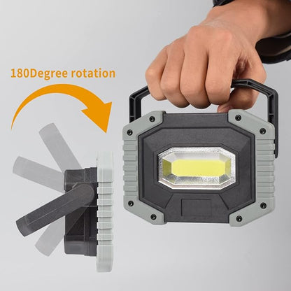 OTYTY LED Work Light 2-Pack, 30W 1500LM Portable Rechargeable Flood Lights with Magnetic Base, 4200mAh Battery for Outdoor, Camping, Hiking, Emergency, Car Repairing, Job Site Lighting (W841 Grey)