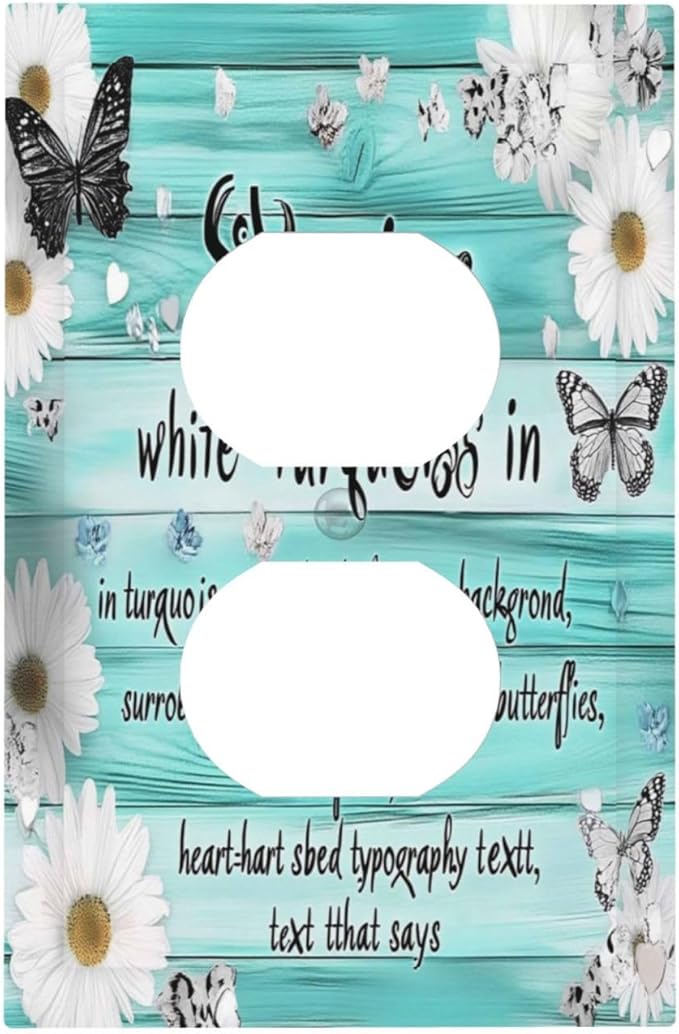Teal Butterfly Daisy Rustic Wooden Signs Outlet Covers 1 Gang Duplex Light Switch Cover Decorative Switch Plates Electrical Receptacle Faceplate Wall Plate For Farmhouse Cabin Decor
