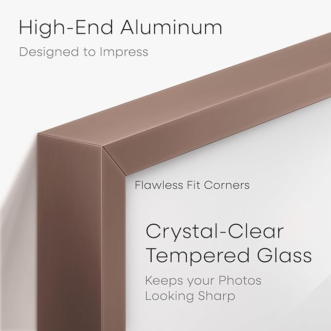 Homeforia 4x6 Picture Frame Mocha, High End Metal 4 x 6 Mocha Frames with Mat 3 x 5 for Art, 4x6 Desk Frame Matted to 3x5 inch Photo, 4 by 6 Wall or Tabletop Frames, Tempered Glass, Wall Kit, Set of 1
