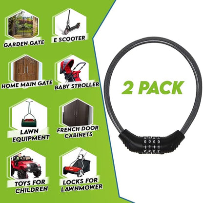 Urban August Fridge Lock: Multi-Functional Cable Combination Lock, for French-Door Refrigerators and Cabinets. Great Fridge Lock for Children or Adults (Two)