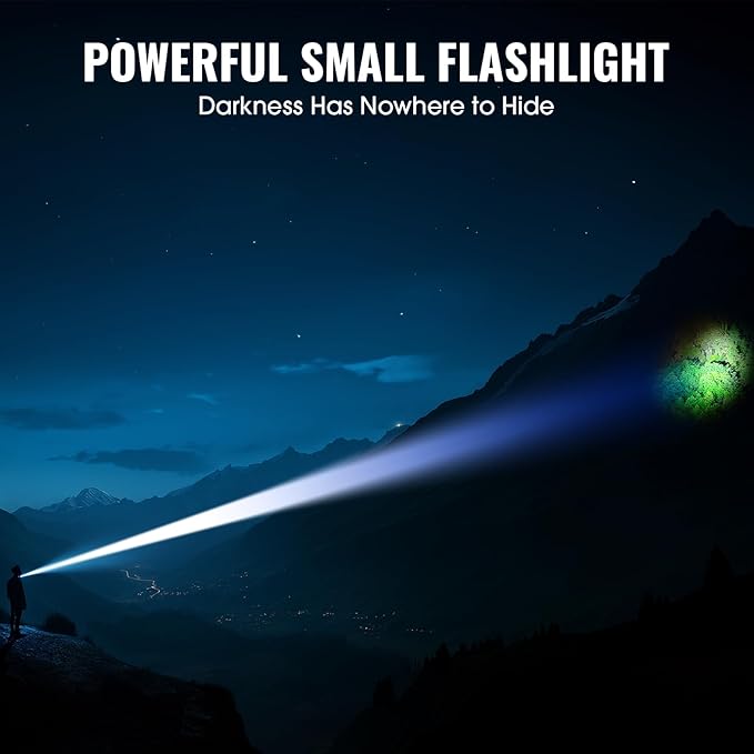 Rechargeable Tactical Flashlights, High Lumens Small Mini USB-C LED Flashlight, Compact EDC Flash Light, 4 Modes&Memory Function, Waterproof Pocket Lights for Home,Camping,Emergency (2, Orange)