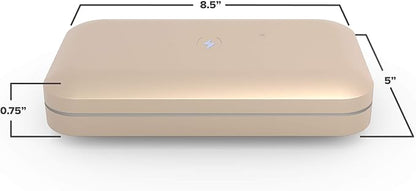 PhoneSoap 3 UV Cell Phone Sanitizer & Dual Universal Cell Phone Charger Box | Patented & Clinically Proven 360-Degree UV-C Light Sanitizer | Disinfects and Charges All Phones (Light Gold)
