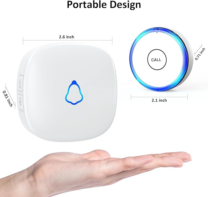 Caregiver Call Alarm Button for Home，Life Alert Beeper for Elderly Monitoring Emergency Bell, 500FT Wireless Panic Call Alarm, Nurse Care for Seniors Patients, Waterproof