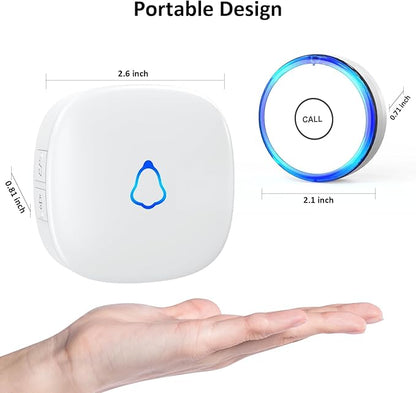 Caregiver Call Alarm Button for Home，Life Alert Beeper for Elderly Monitoring Emergency Bell, 500FT Wireless Panic Call Alarm, Nurse Care for Seniors Patients, Waterproof