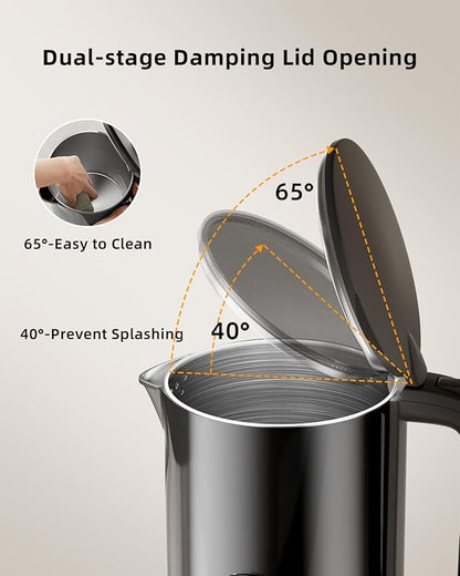 Electric Kettle with Temperature Control, 1.7L Cordless Kettle with 5 Presets, 2H Keep Warm, 304 Stainless Steel, BPA-Free, for Tea, Coffee & Baby Formula, Black