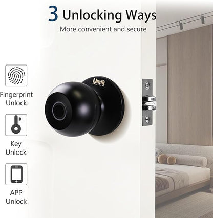 Fingerprint Door Lock, Keyless Entry Smart Door Lock for Bedroom, Home, Apartment Office, App Control (Matte Black)