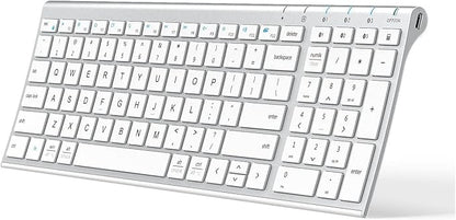 iClever BK10 Bluetooth Keyboard, Universal Bluetooth 5.1 Wireless Keyboard with Number Pad, Ergonomic Design, Multi-Device Compatibility, Stable Connection for Mac, iPad, iPhone, Android, Windows