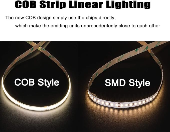 dephen UL-Listed COB LED Strip 16.4ft, 4000K Daylight Rope Lights 528LEDs/M, DC24V 5500Lm Flexiable and Cuttable Tape Lingting for Bedroom, Cabinet, Kitchen, Office, DIY