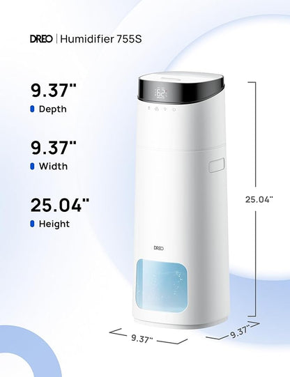 Dreo 16L Smart Humidifier Large Room 1000 ft², 130H Cool Mist Air Humidifiers for Bedroom Plants Baby, Top Fill, Remote/Touch/Voice & APP Control, Clean Tank Technology, 30dB, RGB Light, HM755S White