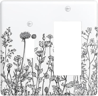 Outlet Covers Floral Wildflower Rustic Plant Leaves 1 Toggle 1 Rocker Combination Decorative Wall Plate Electrical Switch Plates Light Switch Cover Plate For Farmhouse Cabin Decor