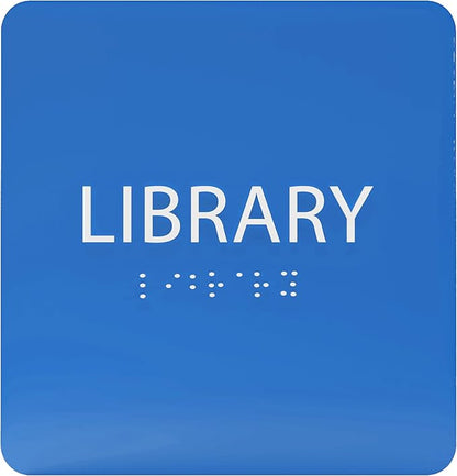6" X6" Library Sign - ADA Compliant Tactile Graphics Grade 2 Braille Text Acrylic Wall Sign - Quiet zone, Information Convey, Group Study Room Door Signs for Office, School, Home