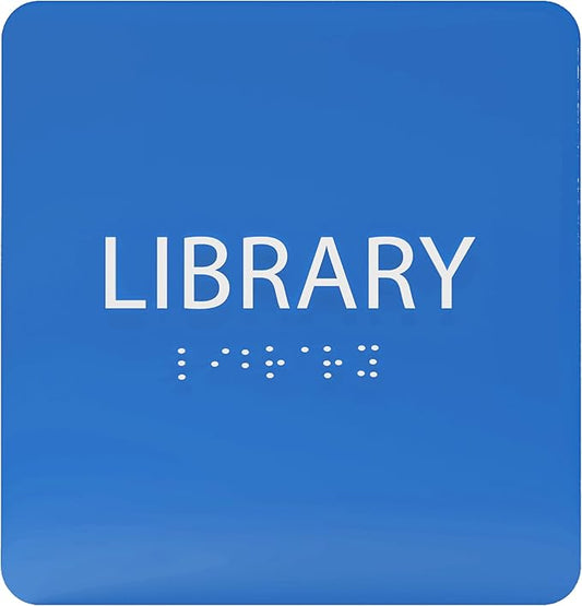 6" X6" Library Sign - ADA Compliant Tactile Graphics Grade 2 Braille Text Acrylic Wall Sign - Quiet zone, Information Convey, Group Study Room Door Signs for Office, School, Home