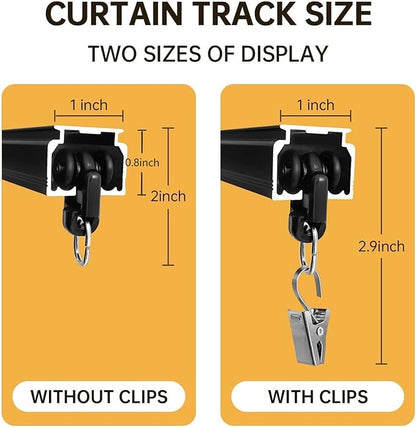 Curtain Tracks Ceiling Wall Mounted Heavy-Duty Curtains Rails Room Divider Track for Living Bedroom Shower Black 3FT To 15 FT