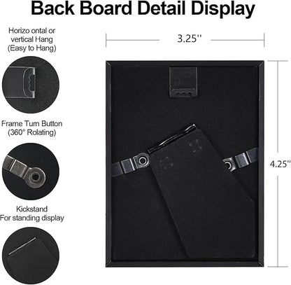 3x4 Picture Frame Set of 3, Black Aluminum Metal Photo Frames with HD Glass, Fits 2x3 with Mat or 3 x 4 without Mat, Display for Wall and Table