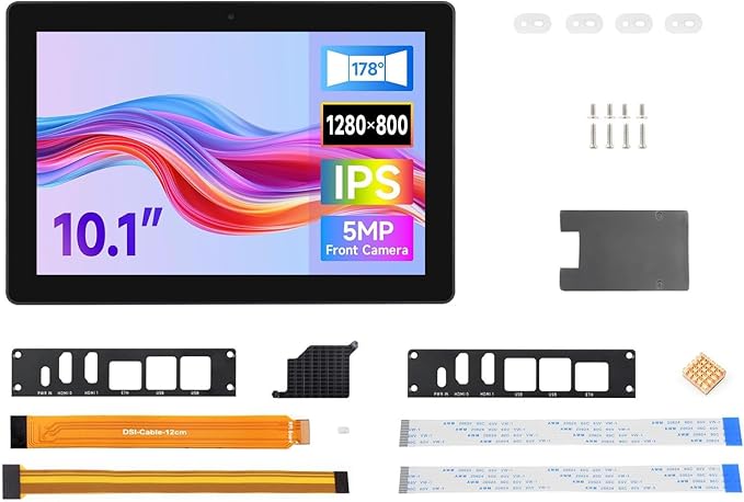 Industrial HMI All-in-one Touch Display for Raspberry Pi 5 4, 10.1inch Screen Monitor, Dual 4K HDMI Output, 10-Point Touch @XYGStudy (RPI-HMI-101D-ACCE-B)