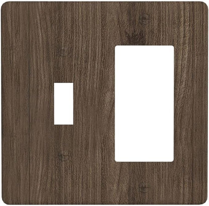 Outlet Covers Rustic Walnut Wood Grain 1 Toggle 1 Rocker Combo Light Switch Cover Plate Decorative Switch Plate Covers Electrical Wall Plate for Farmhouse Cabin Decor