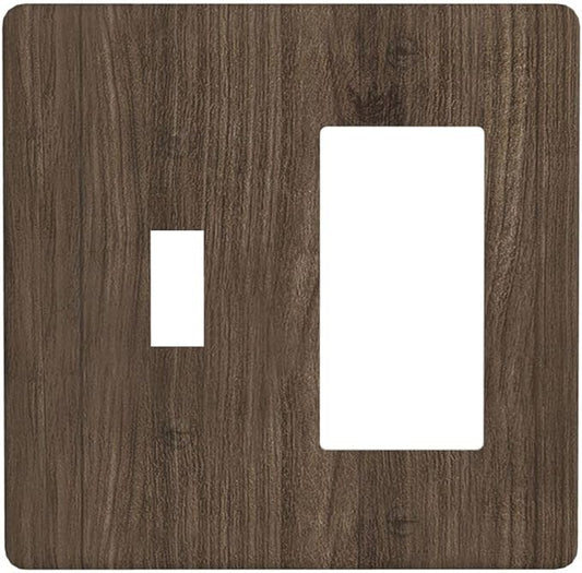 Outlet Covers Rustic Walnut Wood Grain 1 Toggle 1 Rocker Combo Light Switch Cover Plate Decorative Switch Plate Covers Electrical Wall Plate for Farmhouse Cabin Decor