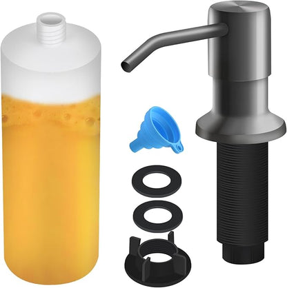Soap Dispenser for Kitchen Sink, Built in Sink Soap Dispenser Lotion Dispenser with 17 OZ Bottle, Refill from The Top Bar Sink Soap Dispenser, Gray
