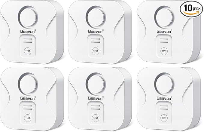 Geevon 10 Pack Water Leak Detectors for Home, 100dB Loud Water Alarm Sensor Leak Detection with Drip Alert for Basements, Laundry Rooms, Kitchen, IP56 Waterproof(Battery Included)