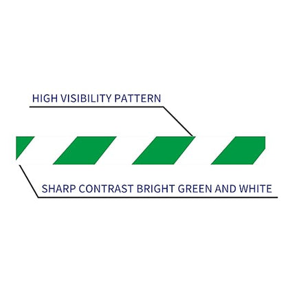 TAPEBEAR Hazard Caution Tape, 2inch x 150 Feet(50yds) Self Adhesive Warning Tape for Steps, High Visibility White&Green Tape for Halloween Outdoor Construction Warning, Danger Zone, 5Rolls