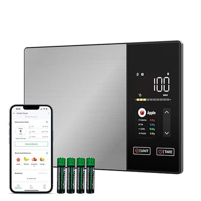 Smart Nutrition Food Scale with App Sync, Tracks 23 Nutrients (Calories Carbs Protein Fat), Digital Kitchen Scale for Weight Loss & Meal Prep, with High-Definition Touch Color Display Screen