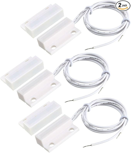 uxcell MC-38 Surface Mount Wired NC Door Sensor Alarm Magnetic Reed Switch White 2pcs
