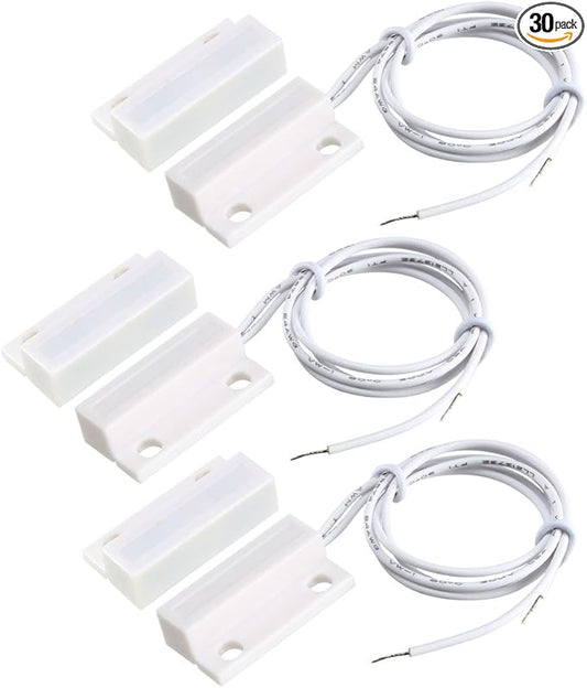 uxcell 30pcs MC-38 Surface Mount Wired NC Door Sensor Alarm Magnetic Reed Switch White