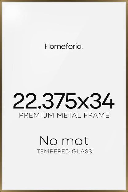 Homeforia 22.375x34 Bronze Puzzle Frame, High End Metal 22.375 x 34 Picture Frames without Mat, 34x22.375 Brass Poster Frames for Wall, 22.375by34 Puzzle Art Frames, Tempered Glass, Wall Kit, Set of 1