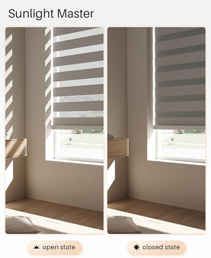 Smart Zebra Blinds for Windows, Alexa Motorized Blinds with Remote Control, Automatic Electric Power Zebra Shades for Indoor Windows (20" W x 72" H,Gray)