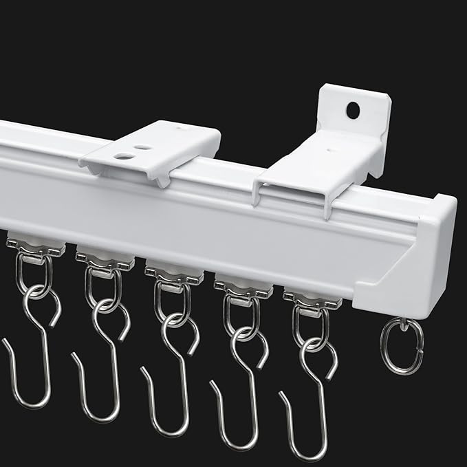 Curtain Track for Ceiling or Wall, Heavy Duty Aluminum Alloy with Smooth Sliding, Easy to Install, White, 3ft To 15ft