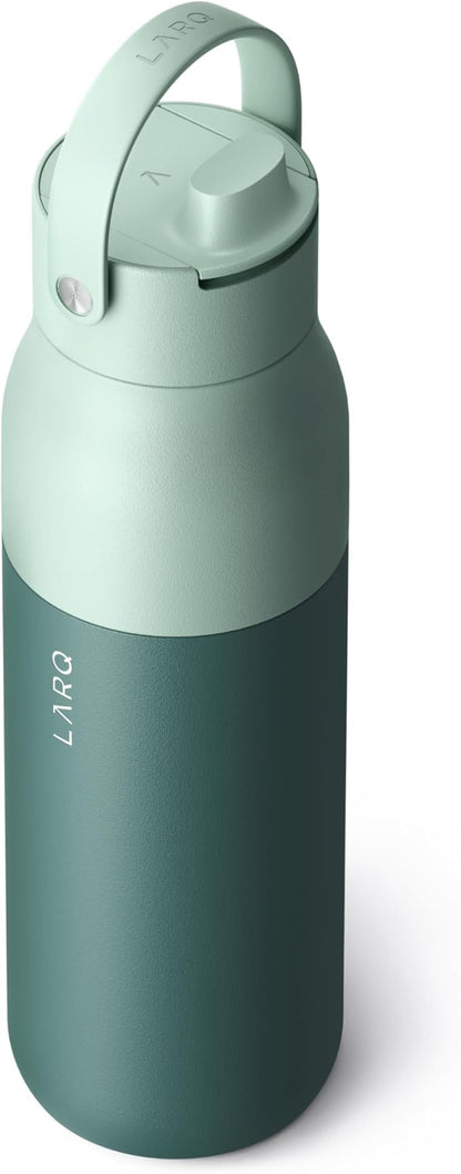 LARQ Bottle Swig Top 34oz - Insulated Stainless Steel Water Bottle With Built-In Silicone Handle | BPA Free | Reusable Water Bottle for Sports, Gym, and Travel, Eucalyptus Green