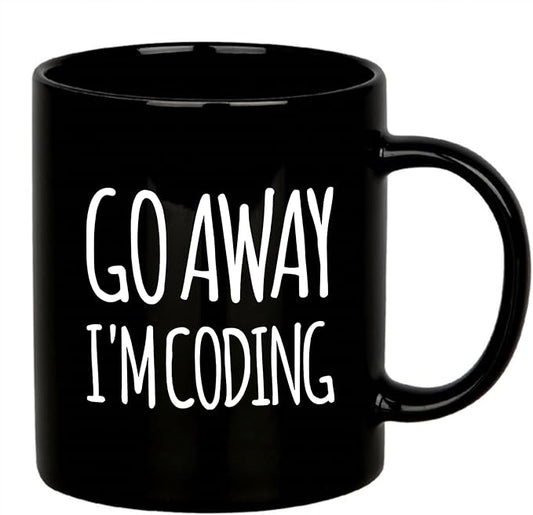 Go Away I'm Coding Coder Computer Programming Programmer Student Graduation Birthday Valentines Christmas Drinkware Novelty Coffee Ceramic Mug 11 oz Black