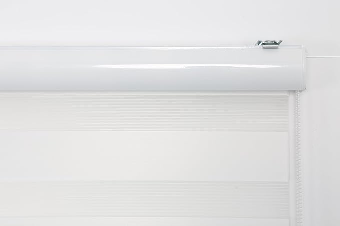 Shadesu Custom Size Zebra Blinds for Windows, 59" W x 72 H, White, Dual Layer Free-Stop Zebra Shades, Light Control for Day and Night, Sheer Blinds for Indoor Windows, Bedroom, Kitchen