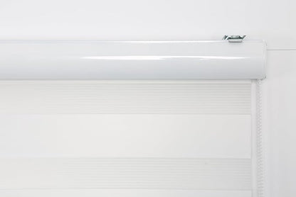 Shadesu Custom Size Zebra Blinds for Windows, 59" W x 72 H, White, Dual Layer Free-Stop Zebra Shades, Light Control for Day and Night, Sheer Blinds for Indoor Windows, Bedroom, Kitchen