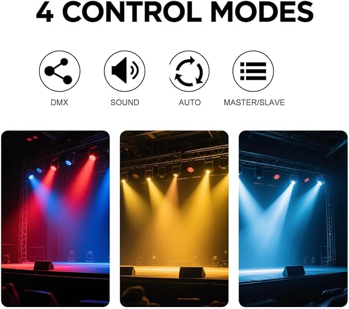 Mini Moving Head DJ Lights, 6-Arm Disco Lights with Remote Control 80w RGBW 4in1 LED DJ Stage Lighting Sound Activated DMX 512 Control for Disco Club Wedding Party Christmas