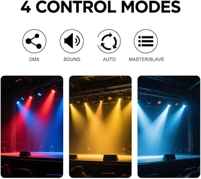 Mini Moving Head DJ Lights, 6-Arm Disco Lights with Remote Control 80w RGBW 4in1 LED DJ Stage Lighting Sound Activated DMX 512 Control for Disco Club Wedding Party Christmas