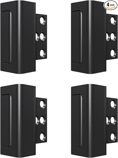 4Pack Home Security Door Reinforcement Lock Childproof, Door Locks for Kids Safety, Door Lock Latch Stopper for Front Door Inside Top of Door, Aluminum Construction Finish