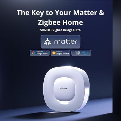 SONOFF Zigbee Bridge Ultra - Matter Compatible Smart Hub for IoT, 256 Device Capacity, 1.5GHz Dual-Core CPU, 1GB DDR4, Ethernet & Wi-Fi, 200m Range, Smart Security Alerts