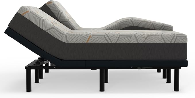 Blissful Nights e4 Cal King Split Adjustable Bed Base Frame with 12" Medium Firm Copper and Gel Infused Memory Foam Mattress