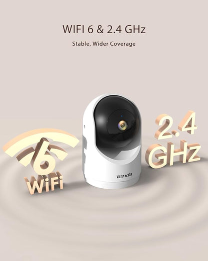 Tenda 2K Indoor Security Camera for Baby Monitor, WiFi 6 Pet/Dog Camera for Home Security, 360° Pan/Tilt, 2-Way Audio, Motion Detection, Night Vision, 24/7 Cloud & SD Card Storage(CP3-V3.0)
