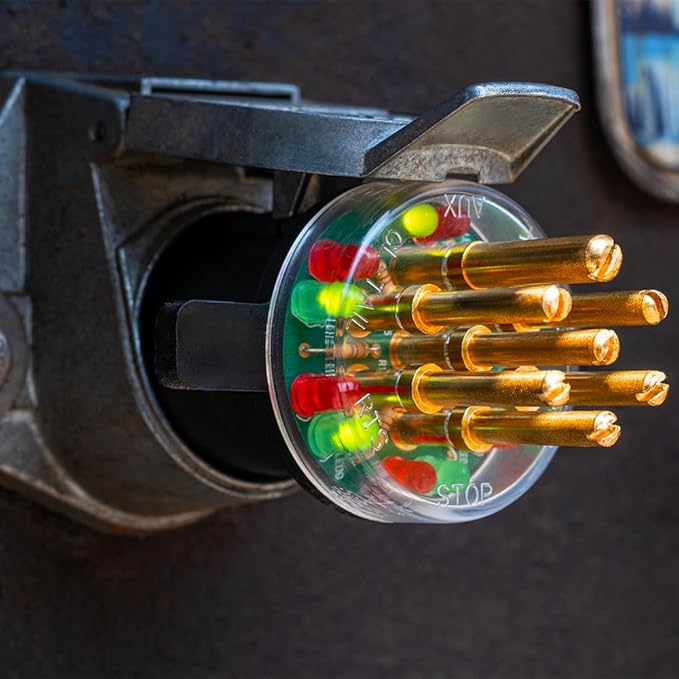 Innovative Products of America (7865L) 7-Way Round Pin Tractor Trailer Circuit Chaser™ for Testing Turn Signals, Hazard Lights, Brake Lights and More