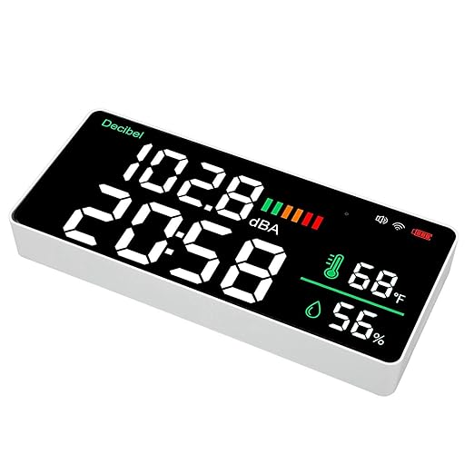 4 in 1 LED Decibel Meter, 2.4G WiFi Wall Mounted 11 Inch Meter, Sound & Noise Meters Temperature Humidity Time Display Level for Tuya Large Inch Display, Thermometer,