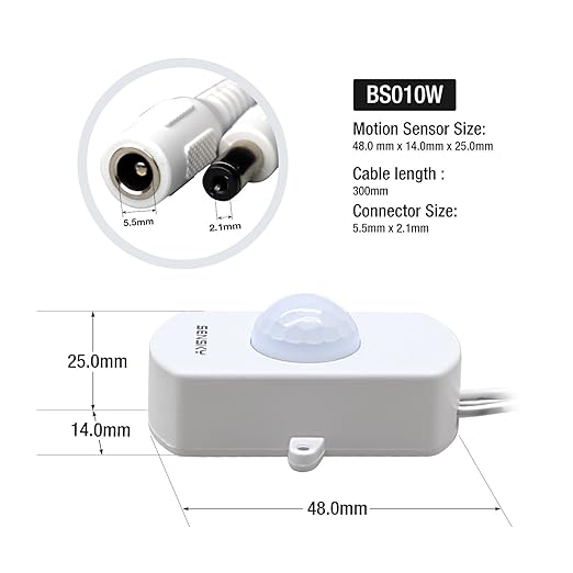 Sensky BS010W DC 12v to 30v PIR Motion Activated Sensor Switch DIY LED Lighting (Delay Time, Sensor Distance Adjustable)