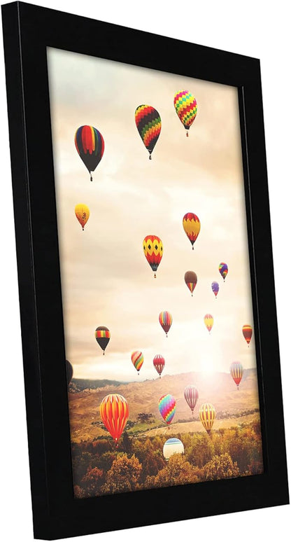 Americanflat 7x10 Picture Frame with Shatter-Resistant Glass - Signature Collection - Gallery-Style Frames Made of Engineered Wood - Photo Frame for Tabletop and Wall Display - Black