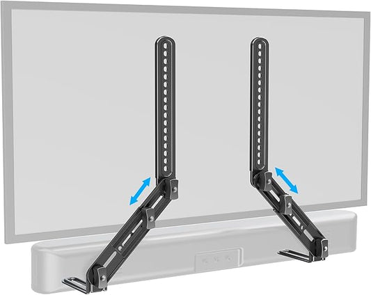 ELIVED Soundbar Mount, Sound Bar TV Bracket, for Mounting Above or Under TV, Fits Most Sound Bars Up to 15 Lbs, Tool-Free Knob Adjustable, for 23-90" tvs with Detachable Extension Arms and L-Brackets