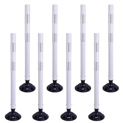 36 Inch Heavy Duty Traffic Cones 8-Pack with Spring Base - OrangeStar Reflective Safety Cones for Construction Zones, Highways, Parking Lots - White Road Delineators