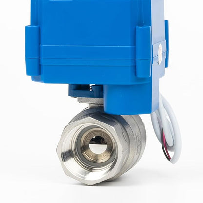 U.S. Solid Motorized Ball Valve with Manual Function - 1" Stainless Steel, Full Port, 85-265V AC, 2-wire Automatic Return, Normally Closed